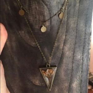 Layered necklace, pressed flower